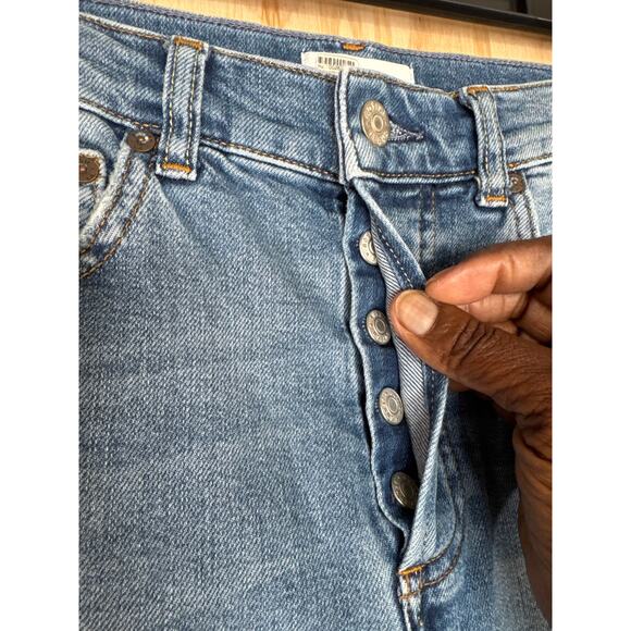 Boyish Dempsey Clairs Knee button fly frayed hem jeans blue denim size 25 - Picture 5 of 11